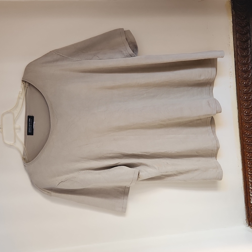JONES of NY Silk S/L Taupe Top Sz 2X Size L